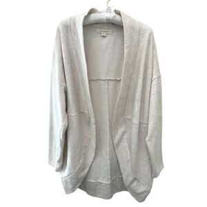 ECOTHREADS Organic Cotton Blend Cream Open Front Cardigan Lounge Sweater | XL